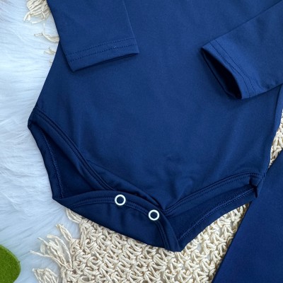 Conj. Body Manga Longa e Calça em Malha Térmica com Proteção UV50+- Marinho